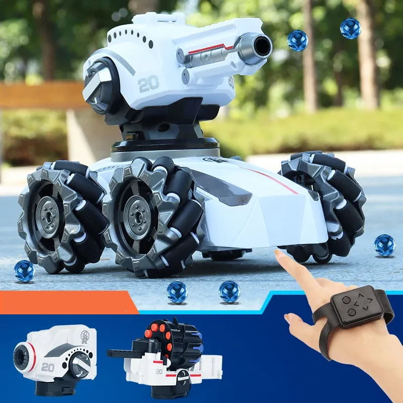 Gesture-Sensing Remote Control Mech Tank that Can Launch Water Bombs and is Equipped with 4WD for Off-Road