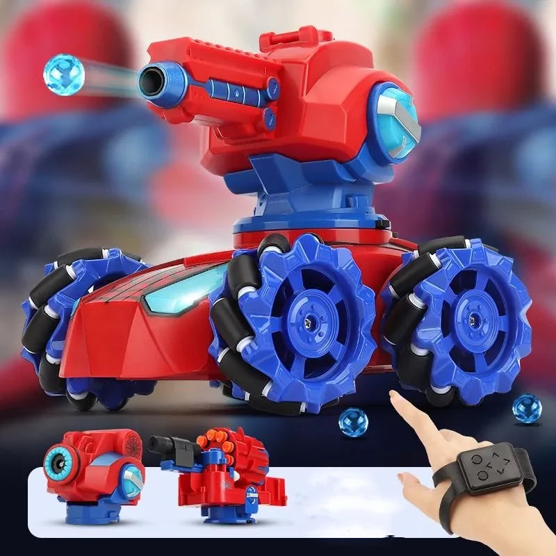 Gesture-Sensing Remote Control Mech Tank that Can Launch Water Bombs and is Equipped with 4WD for Off-Road