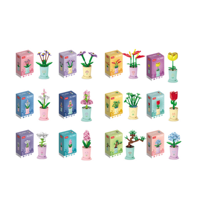 Children's DIY puzzle class assembled building blocks potted plant simulation bouquet small particles