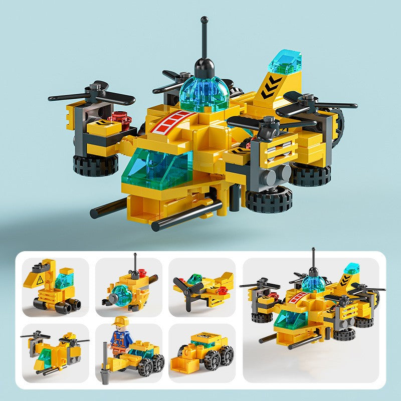 Assemble toy blocks into a spacecraft, rocket or aircraft carrier