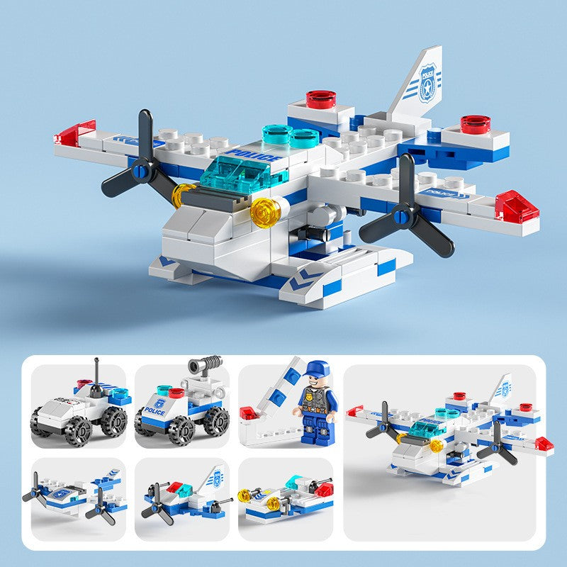 Assemble toy blocks into a spacecraft, rocket or aircraft carrier