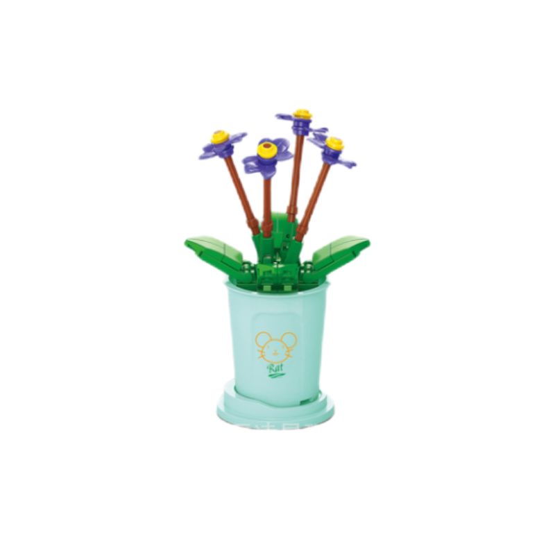 Children's DIY puzzle class assembled building blocks potted plant simulation bouquet small particles