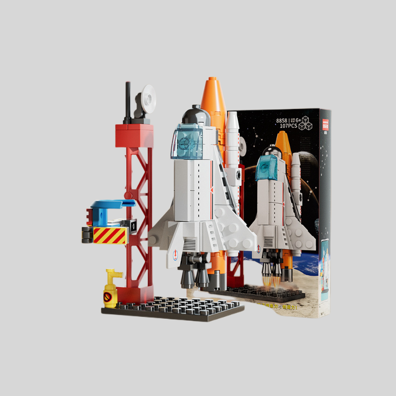 Assemble toy blocks into a spacecraft, rocket or aircraft carrier