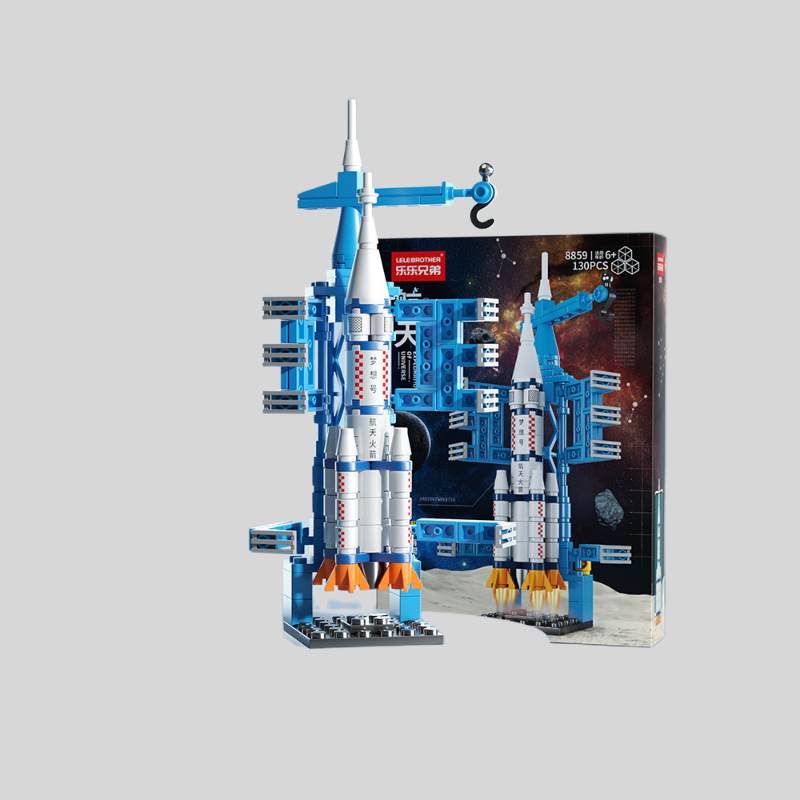 Assemble toy blocks into a spacecraft, rocket or aircraft carrier