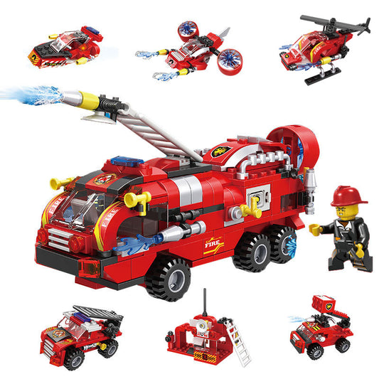 City Fire Brigade DIY Small Particles Assembled Children's Educational Building Block Toys