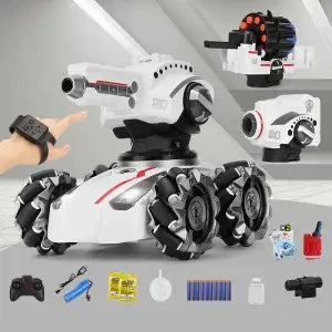 Gesture-Sensing Remote Control Mech Tank that Can Launch Water Bombs and is Equipped with 4WD for Off-Road